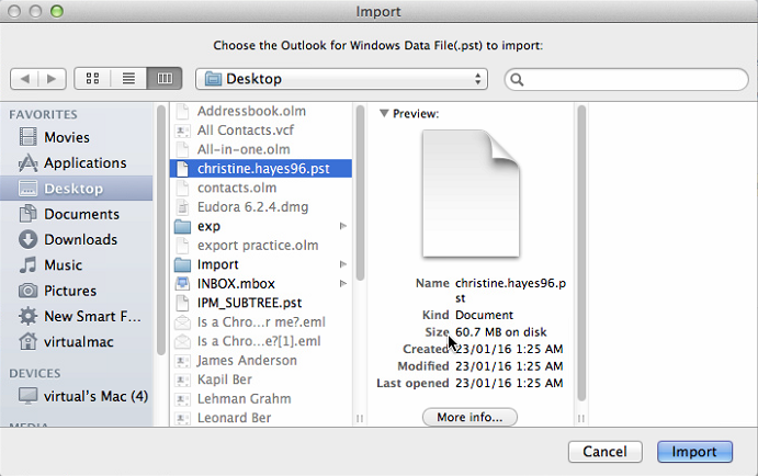 outlook for mac export pst