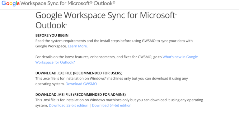 Sync Google Workspace With Microsoft Outlook Using GWSMO