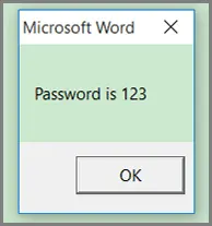 display the password required
