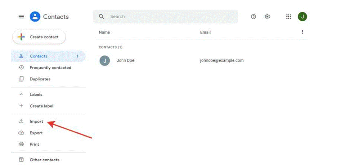 upload contact through the import option