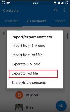 select the Export to VCF file