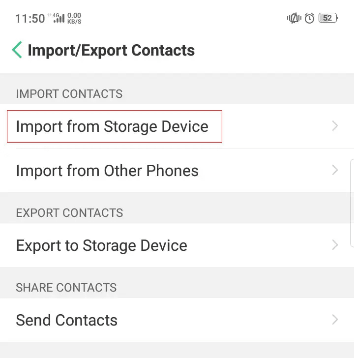 Import from Storage option