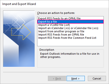 click the export to a file