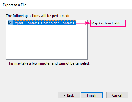 export Outlook contacts to CSV file