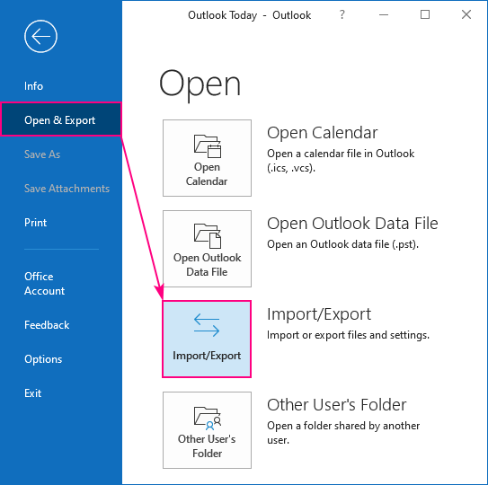 using import/export option